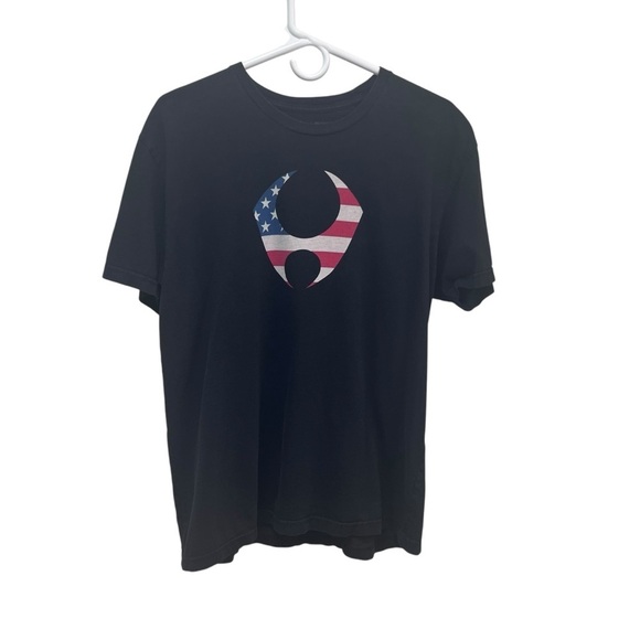 Hylete Black T Shirt American Flag Logo Graphic Tee Menswear Top - Picture 1 of 5